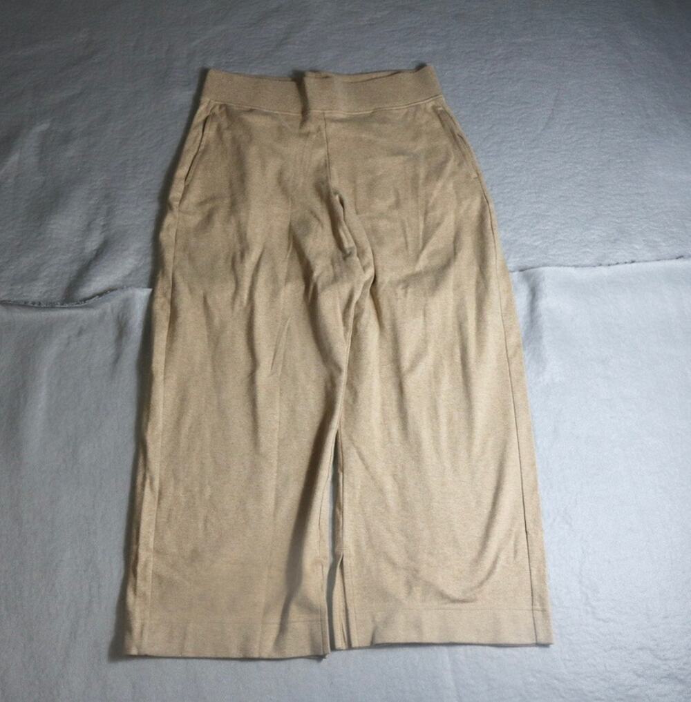 Pact Organic Pants Womens L Airplane Tan Brown Cotton Wide Leg Minimalist Casual
